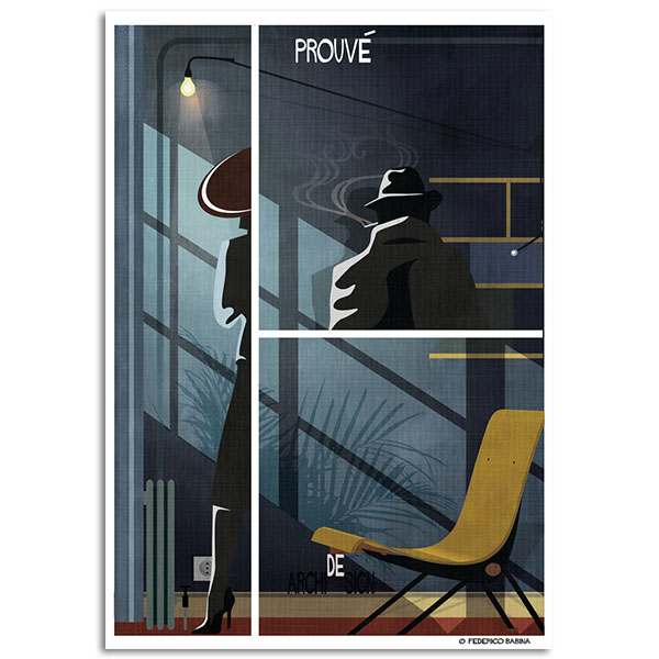 Federico Babina - Archidesign - Jean Prouvè - A4 con cornice il legno bianca