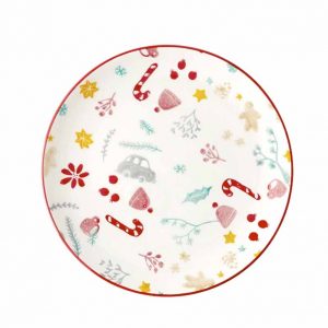 RICE  – Ceramic Plate – White – Christmas Print