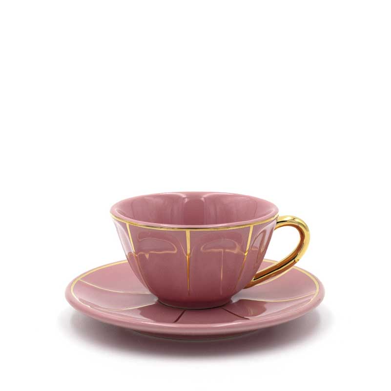 BITOSSI - Tazza con piattino rosa vintage