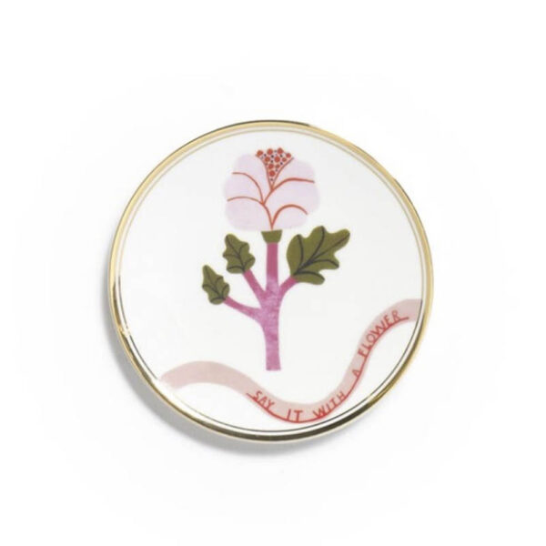 BITOSSI -Piattino CM15 Fiore Rosa Bordo Oro