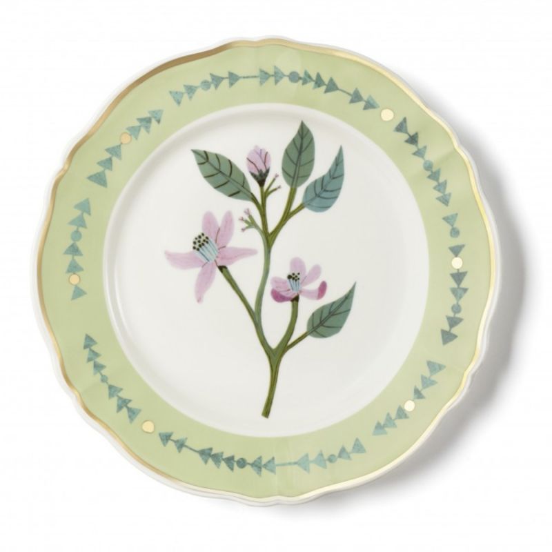 Dinner Plate  – Piatto piano Botanica Verde Bordo Oro