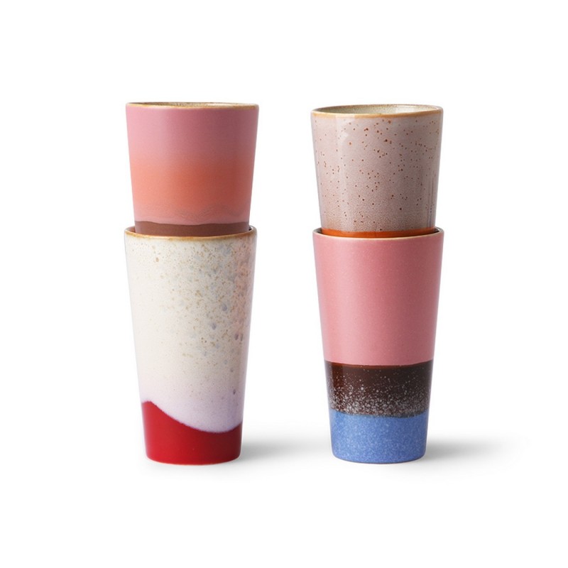 Set di 4 tazze in ceramica Latte anni ’70- HK Living